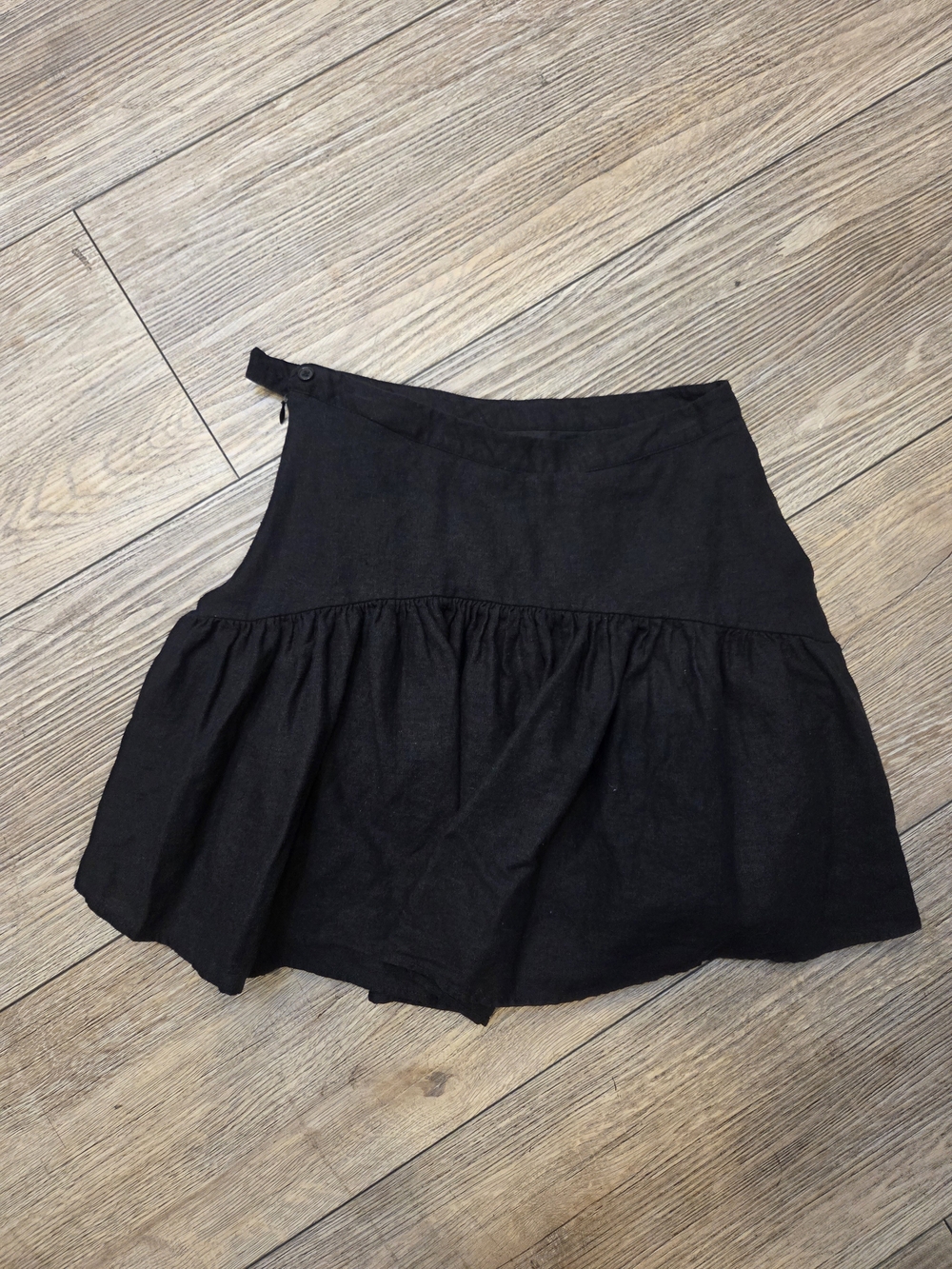 Avec Les Filles Black Linen Blend Skirt